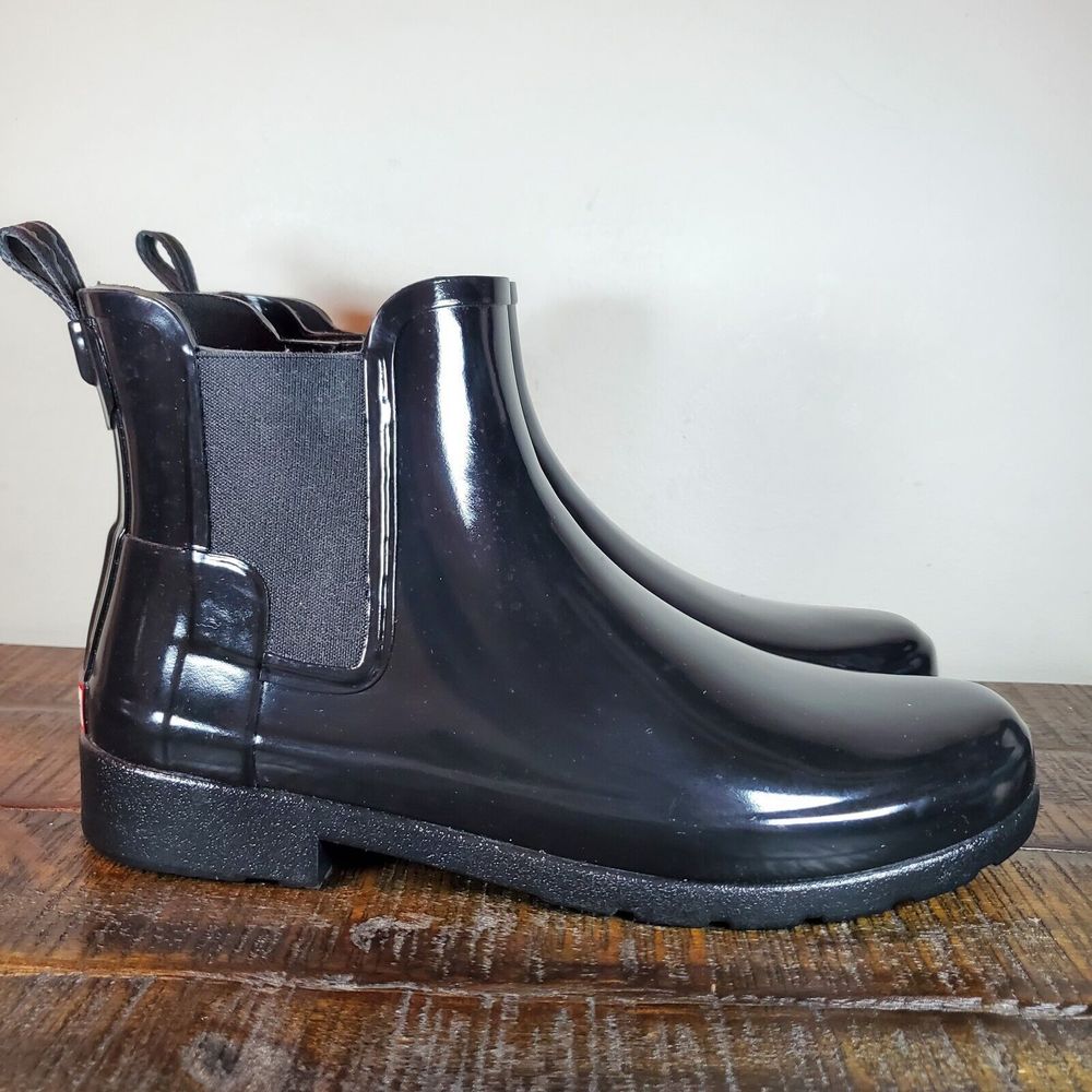 Hunter Refined Chelsea Boots Womens Size 9 Short Rain Boots Waterproof Black